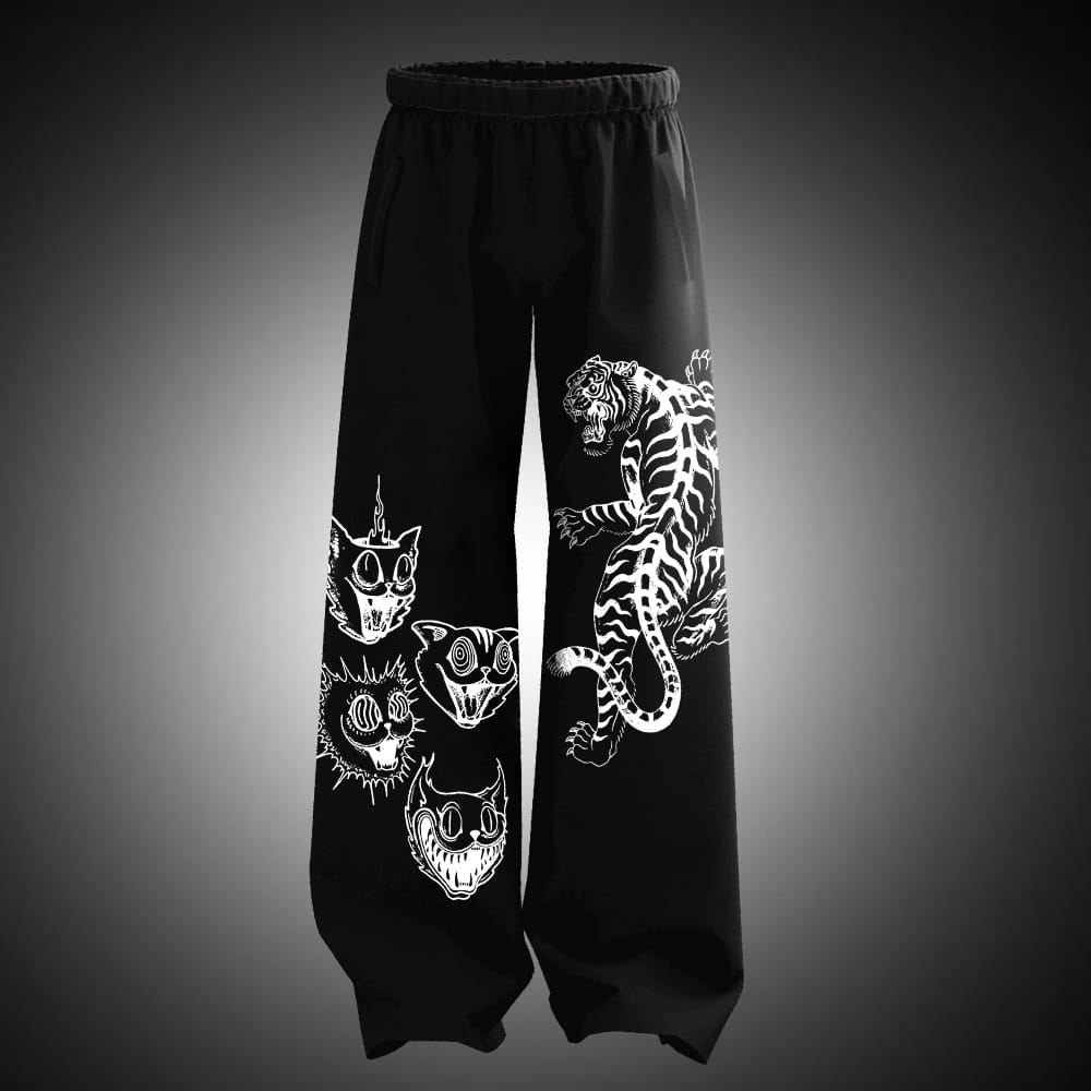 Tiger Art Oversize Black Sweatpants