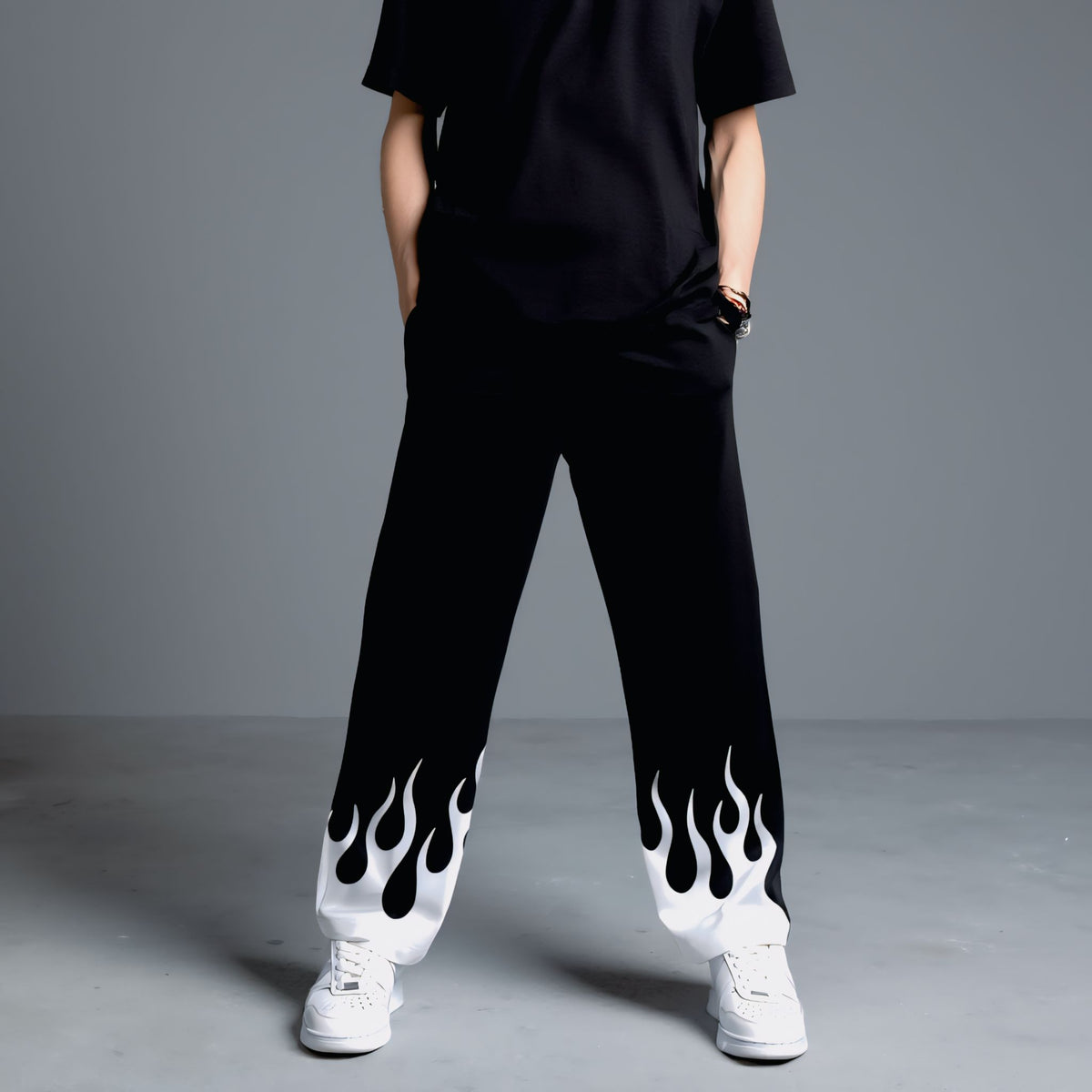 White Flame Baggy Fit Sweatpants