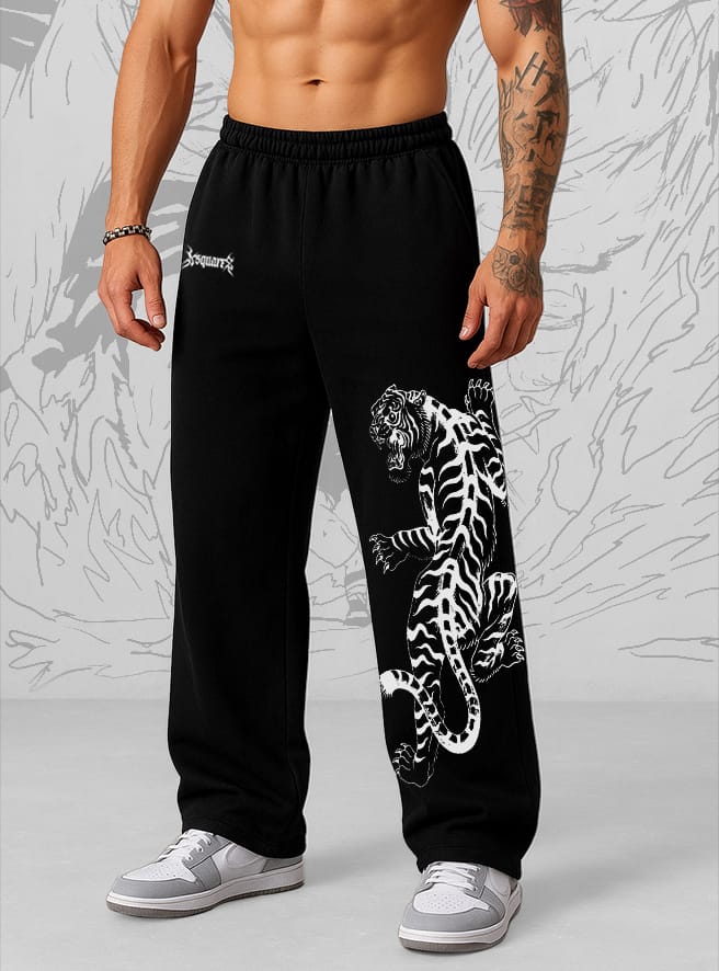 Tiger Art Oversize Black Sweatpants