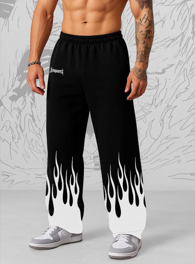 White Flame Baggy Fit Sweatpants
